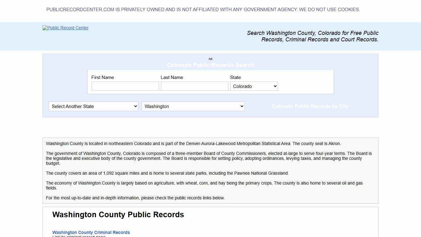 Washington County Colorado Free Public Records - Court Records - Criminal Records