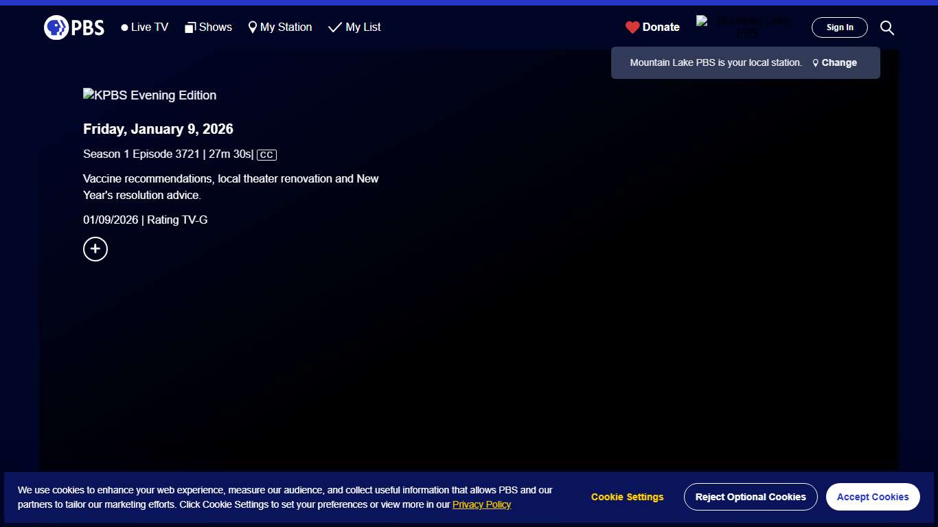 KPBS Evening Edition Friday, January 9, 2026 Season 1 Episode 3721 PBS