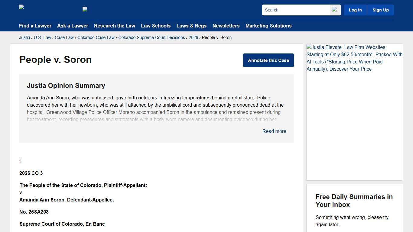 People v. Soron :: 2026 :: Colorado Supreme Court Decisions :: Colorado Case Law :: Colorado Law :: U.S. Law :: Justia